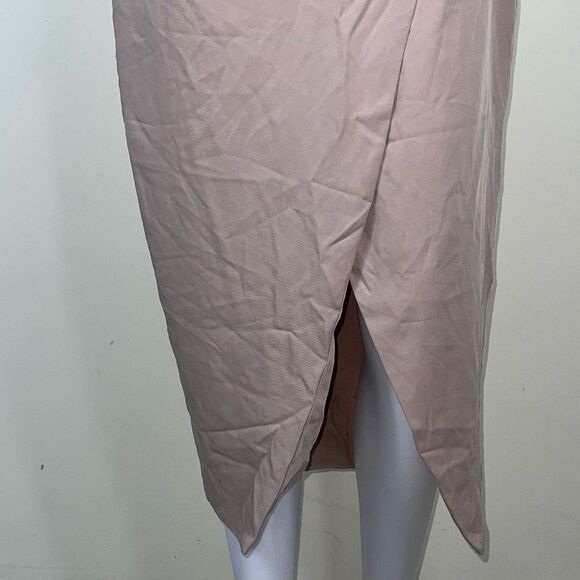 Lavish Alice Lined Asymmetrical Beige Skirt - Picture 3 of 12